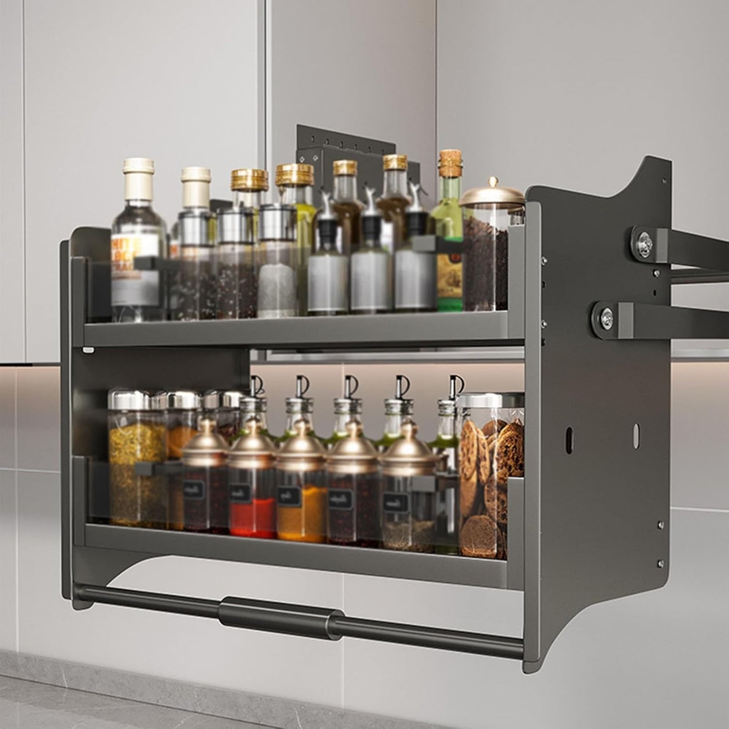 🏡 Pull-Down Kitchen Organizer 🍳 Space-Saving Storage ✨